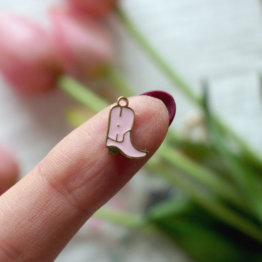Pink Cowboy Boots Charm | 18K Gold Plated