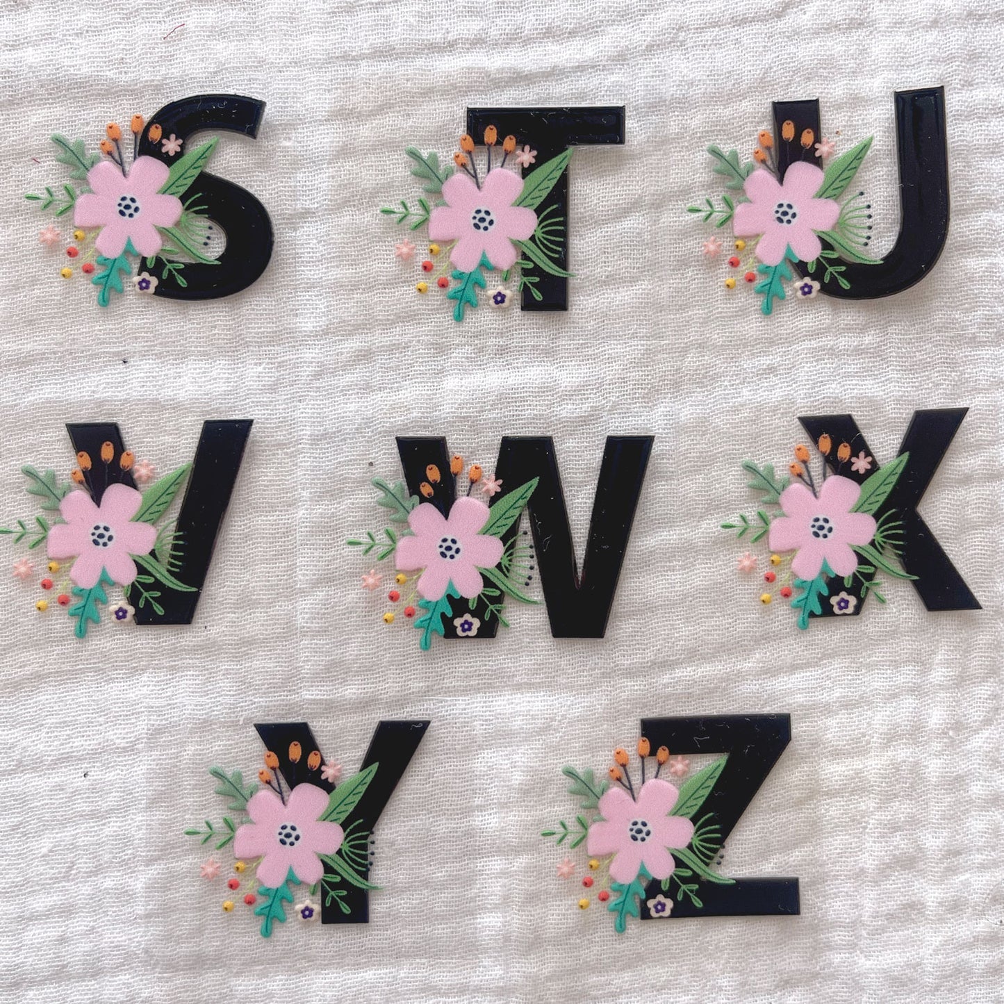 [ Double Sided ] UV DTF Initial Alphabet | Floral Letters