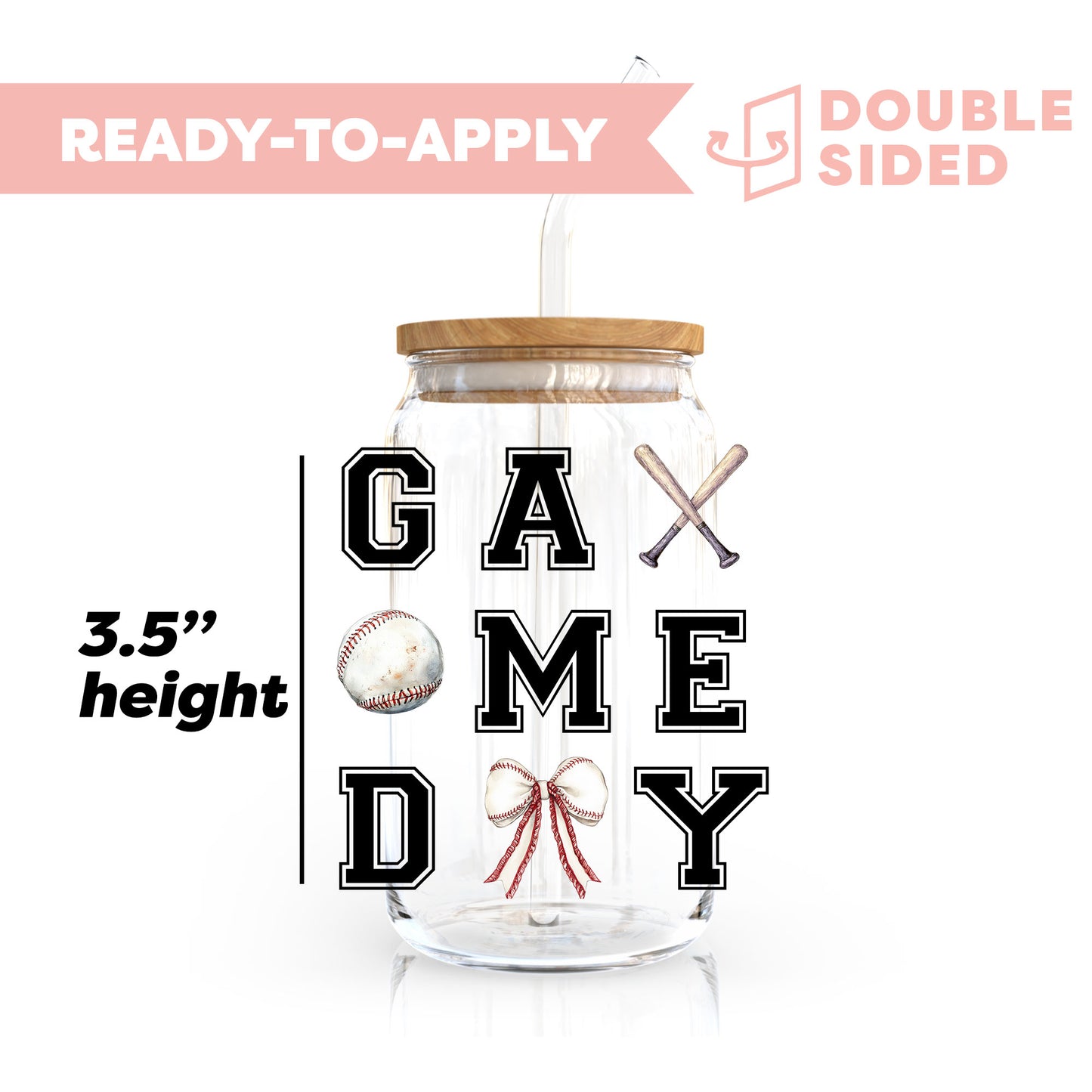 [ Double Sided ] UV DTF Transfer | Game Day Baseball