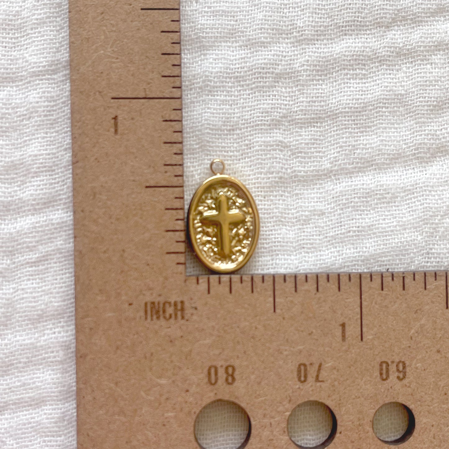 Cross Oval Charm | 18K Gold Plated