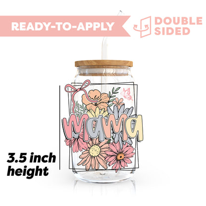 [ Double Sided ] UV DTF Transfer | Floral Frame Mama