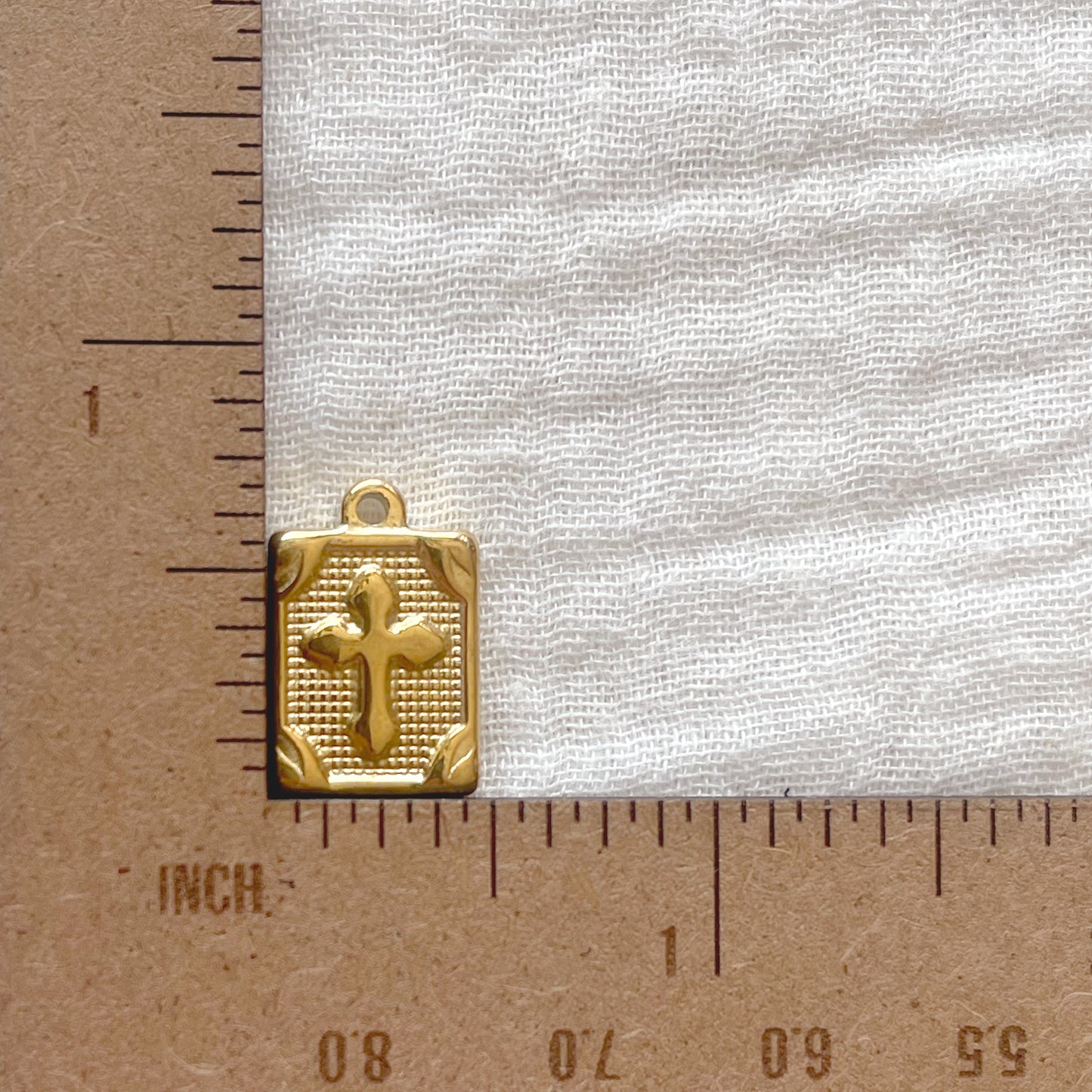 Cross Square Charm | 18K Gold Plated