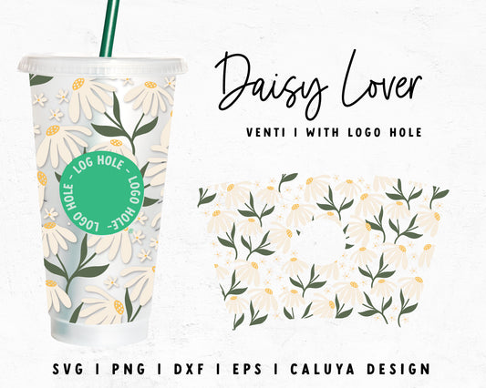Venti Cup With Hole Daisy Cup Wrap Cut File for Cricut, Cameo Silhouette | Free SVG Cut File