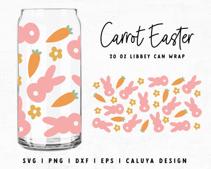 20oz Libbey Can Bunny Carrot Easter Cup Wrap Cut File for Cricut, Cameo Silhouette | Free SVG Cut File