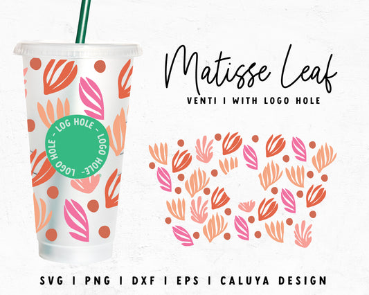 Venti Cup With Hole Matisse Leaf Cup Wrap Cut File for Cricut, Cameo Silhouette | Free SVG Cut File