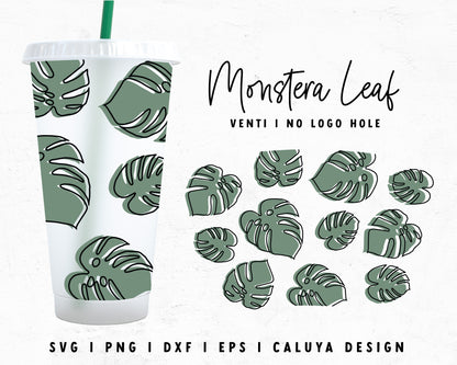 Venti Cup No Hole Monstera Leaf Cup Wrap Cut File for Cricut, Cameo Silhouette | Free SVG Cut File