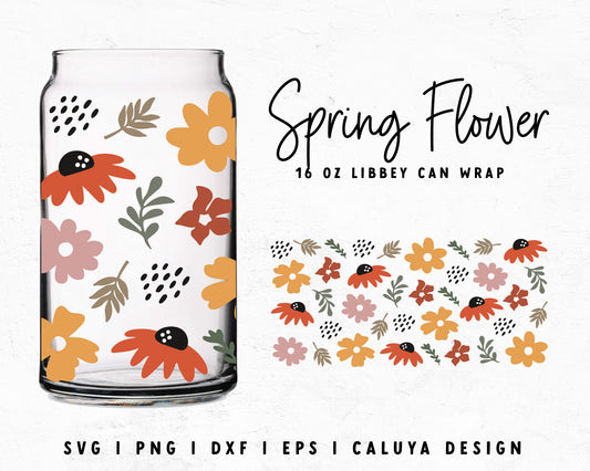 16oz Libbey Can Spring Flower Cup Wrap Cut File for Cricut, Cameo Silhouette | Free SVG Cut File