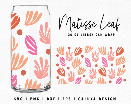 20oz Libbey Can Matisse Leaf Cup Wrap Cut File for Cricut, Cameo Silhouette | Free SVG Cut File