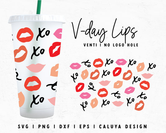 Venti Cup No Hole xo Lips Wrap Cut File for Cricut, Cameo Silhouette | Free SVG Cut File