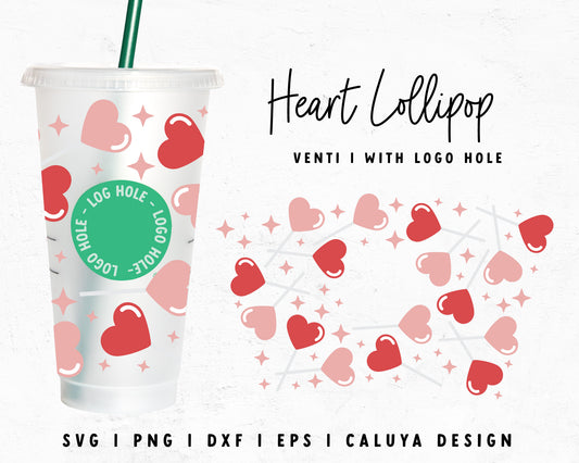 Venti Cup With Hole Heart Lollipop Cup Wrap Cut File for Cricut, Cameo Silhouette | Free SVG Cut File