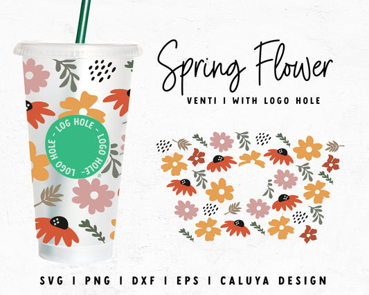 Venti Cup With Hole Spring Flower Cup Wrap Cut File for Cricut, Cameo Silhouette | Free SVG Cut File