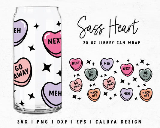 20oz Libbey Can Funny Heart Candy Wrap Cut File for Cricut, Cameo Silhouette | Free SVG Cut File