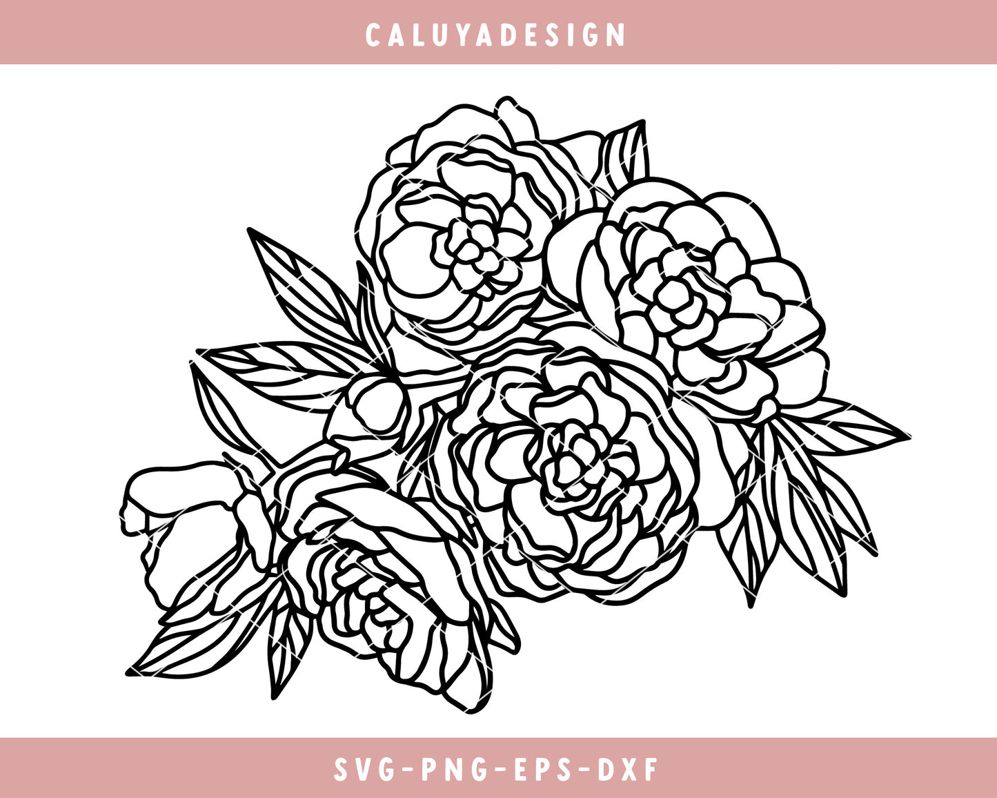 Peony Bouquet 01 SVG For Cut File for Cricut, Cameo Silhouette | Spring Floral Line Art SVG