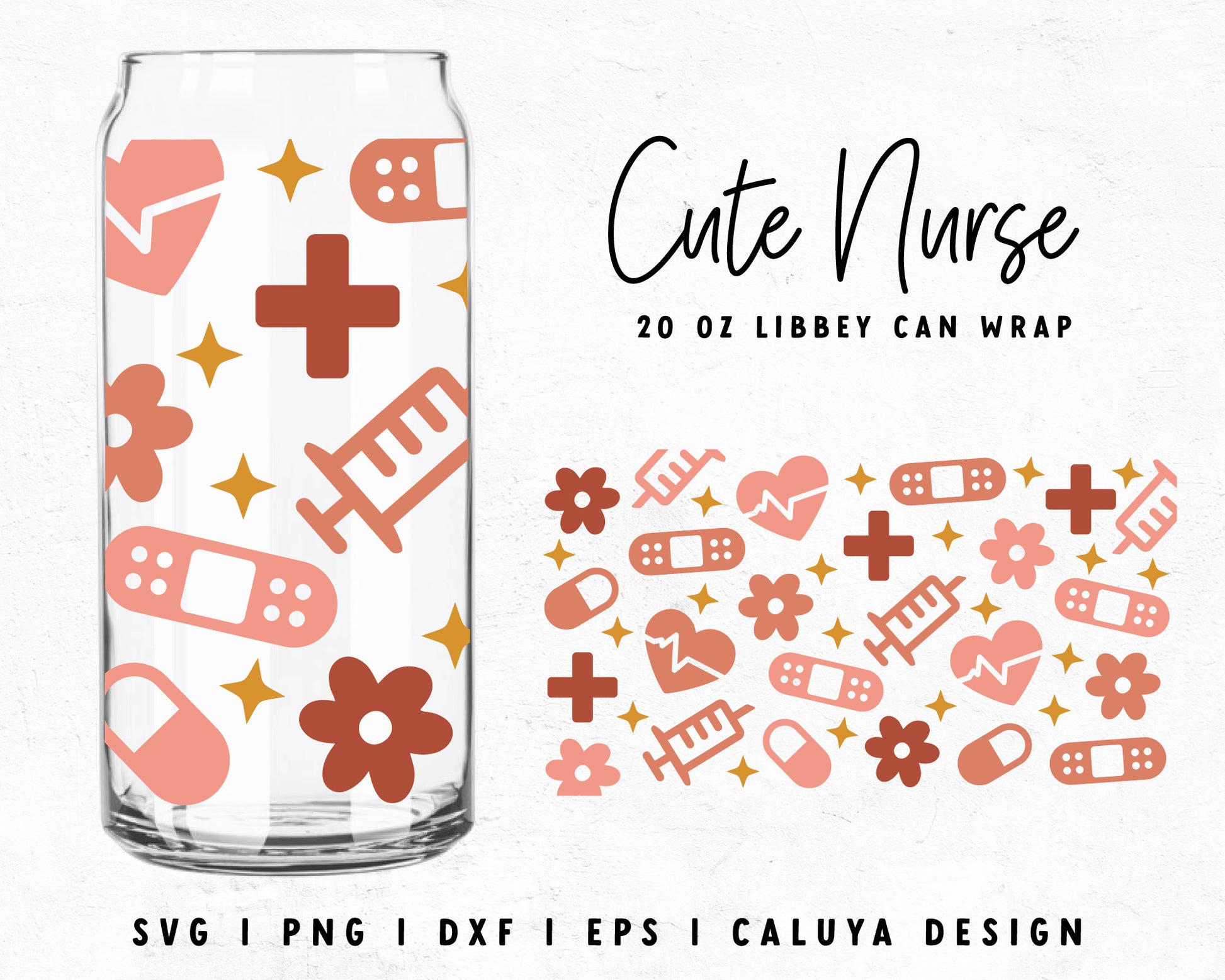 20oz Libbey Can Cute Nurse Candy Wrap Cut File for Cricut, Cameo Silhouette | Free SVG Cut File