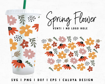 Venti Cup No Hole Spring Flower Cup Wrap Cut File for Cricut, Cameo Silhouette | Free SVG Cut File