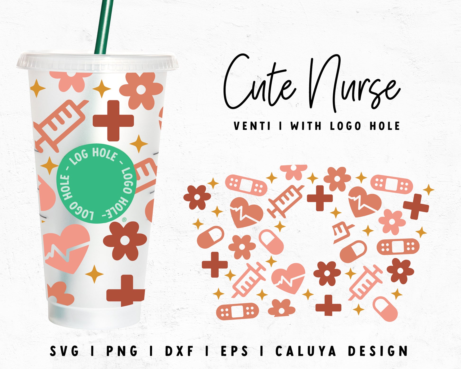 Venti Cup With Hole Cute Nurse Candy Wrap Cut File for Cricut, Cameo Silhouette | Free SVG Cut File