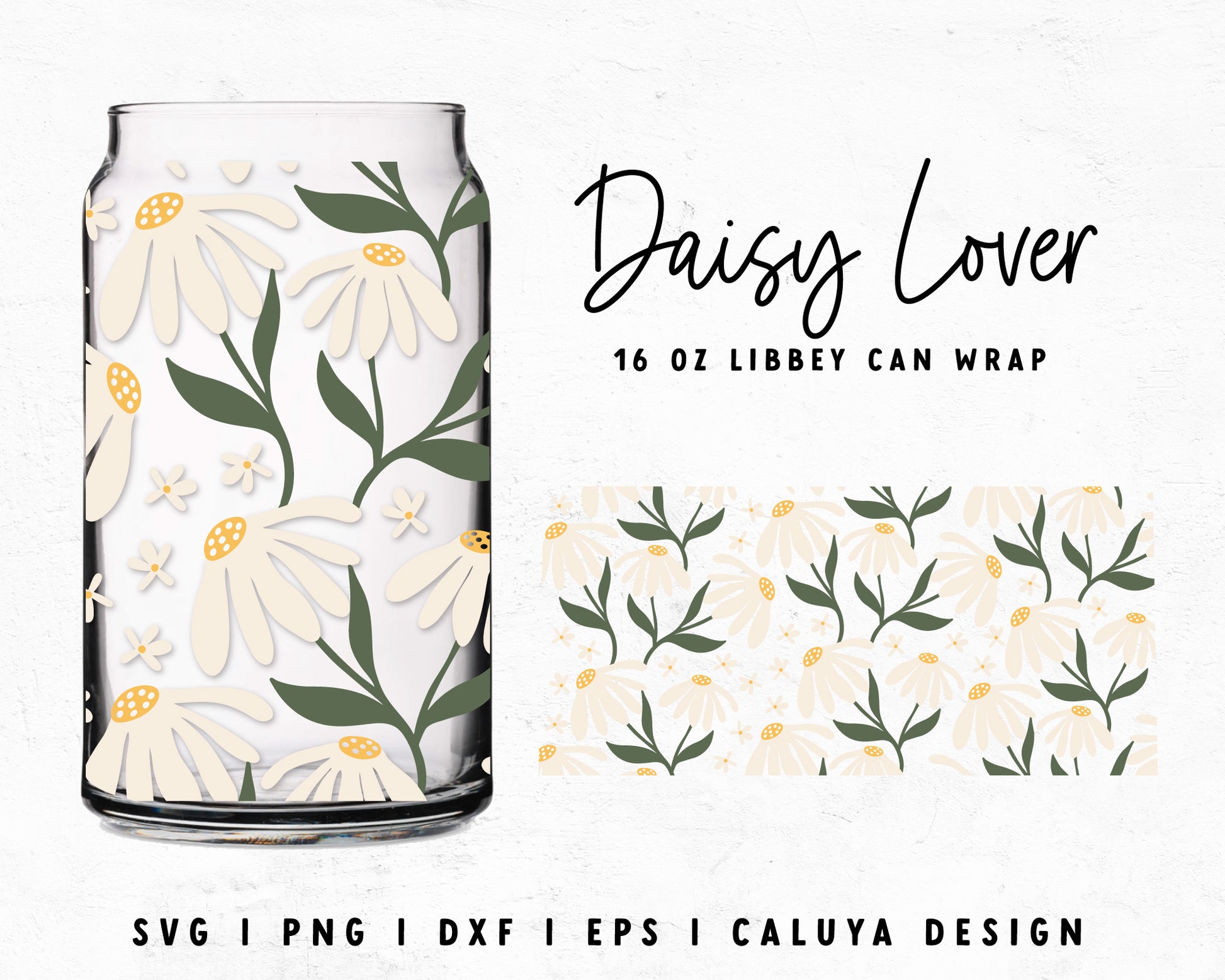 16oz Daisy Libbey Can Cup Wrap Cut File for Cricut, Cameo Silhouette | Free SVG Cut File