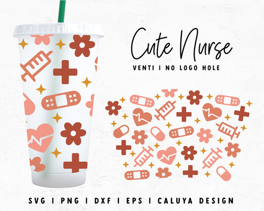 Venti Cup No Hole Cute Nurse Candy Wrap Cut File for Cricut, Cameo Silhouette | Free SVG Cut File