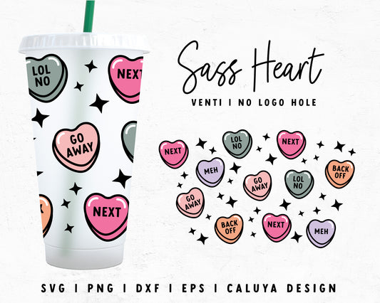 Venti Cup No Hole Funny Heart Candy Wrap Cut File for Cricut, Cameo Silhouette | Free SVG Cut File