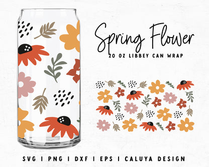 20oz Libbey Can Spring Flower Cup Wrap Cut File for Cricut, Cameo Silhouette | Free SVG Cut File