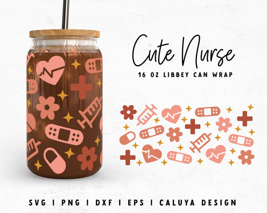 16oz Libbey Can Cute Nurse Candy Wrap Cut File for Cricut, Cameo Silhouette | Free SVG Cut File