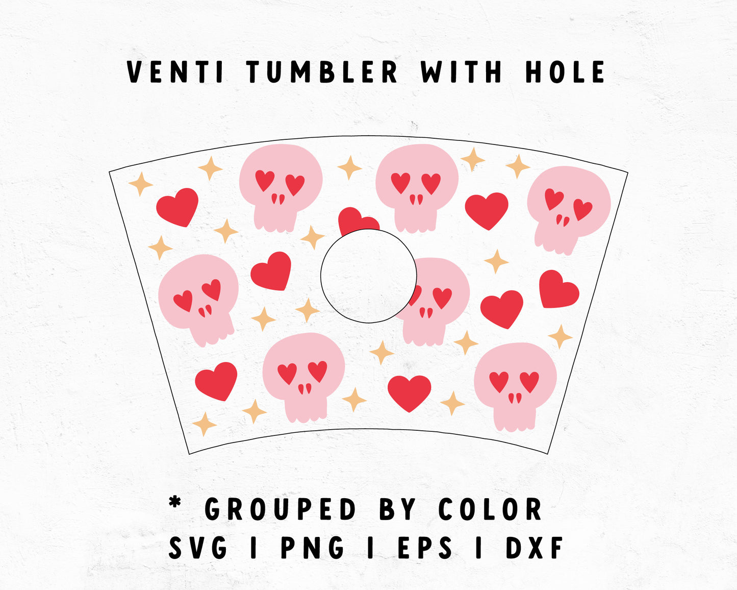 Venti Cup With Hole  Skull In Love Wrap