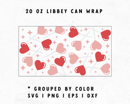 20oz Libbey Can Heart Lollipop Cup Wrap
