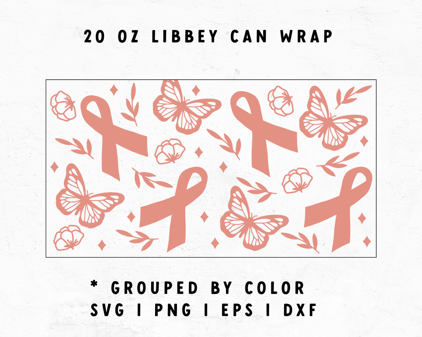 20oz Libbey Can Ribbons With Butterflies Wrap
