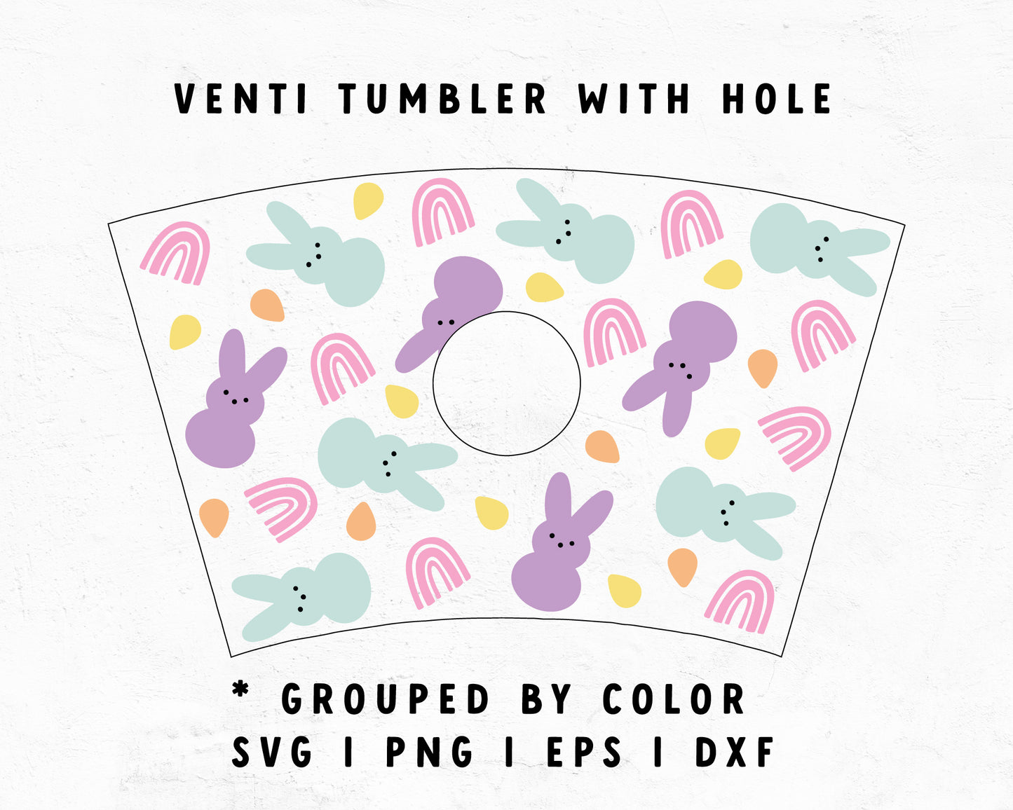 Venti Cup With Hole Rainbow & Easter Bunny Cup Wrap