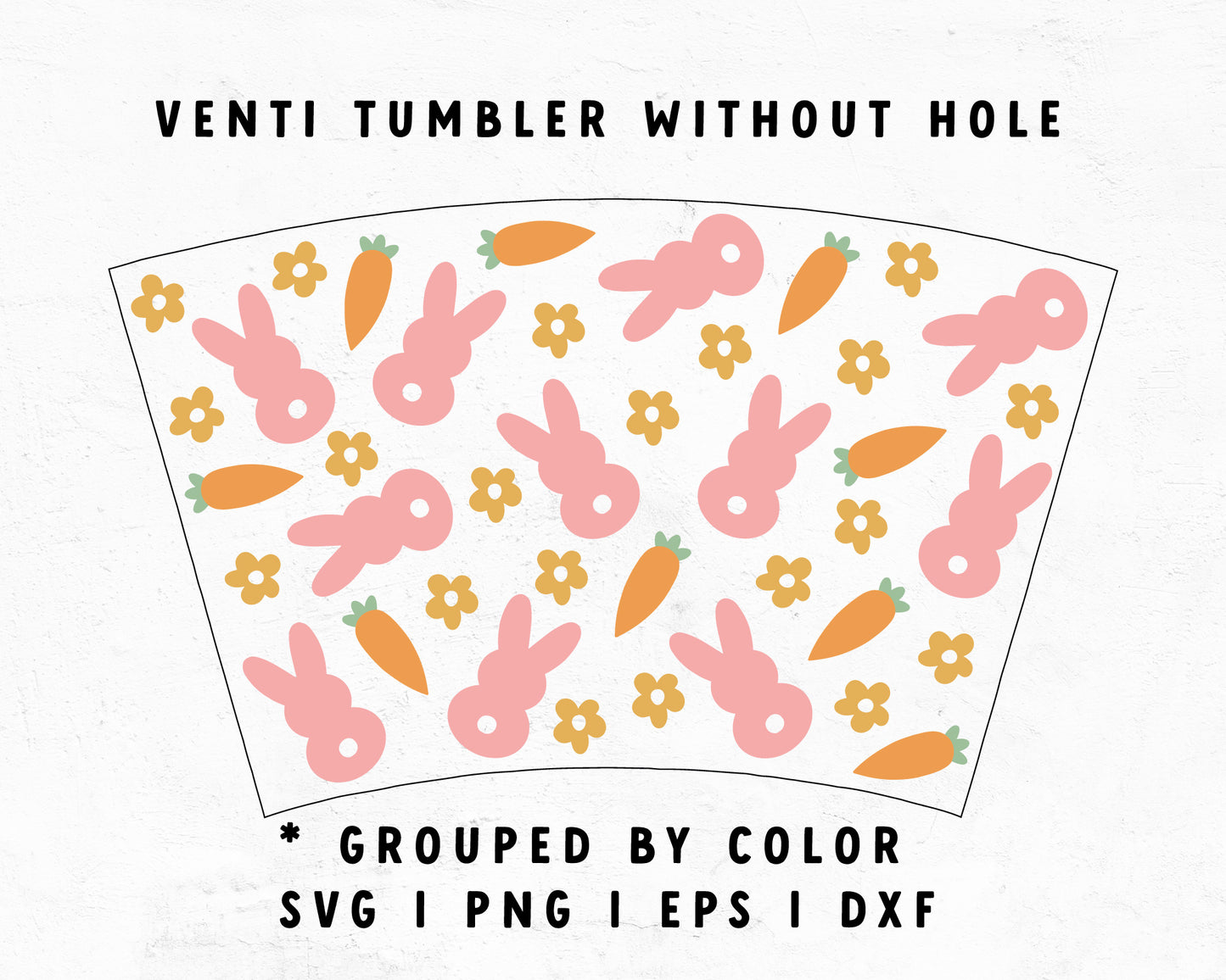 Venti Cup No Hole Bunny Carrot Easter Cup Wrap