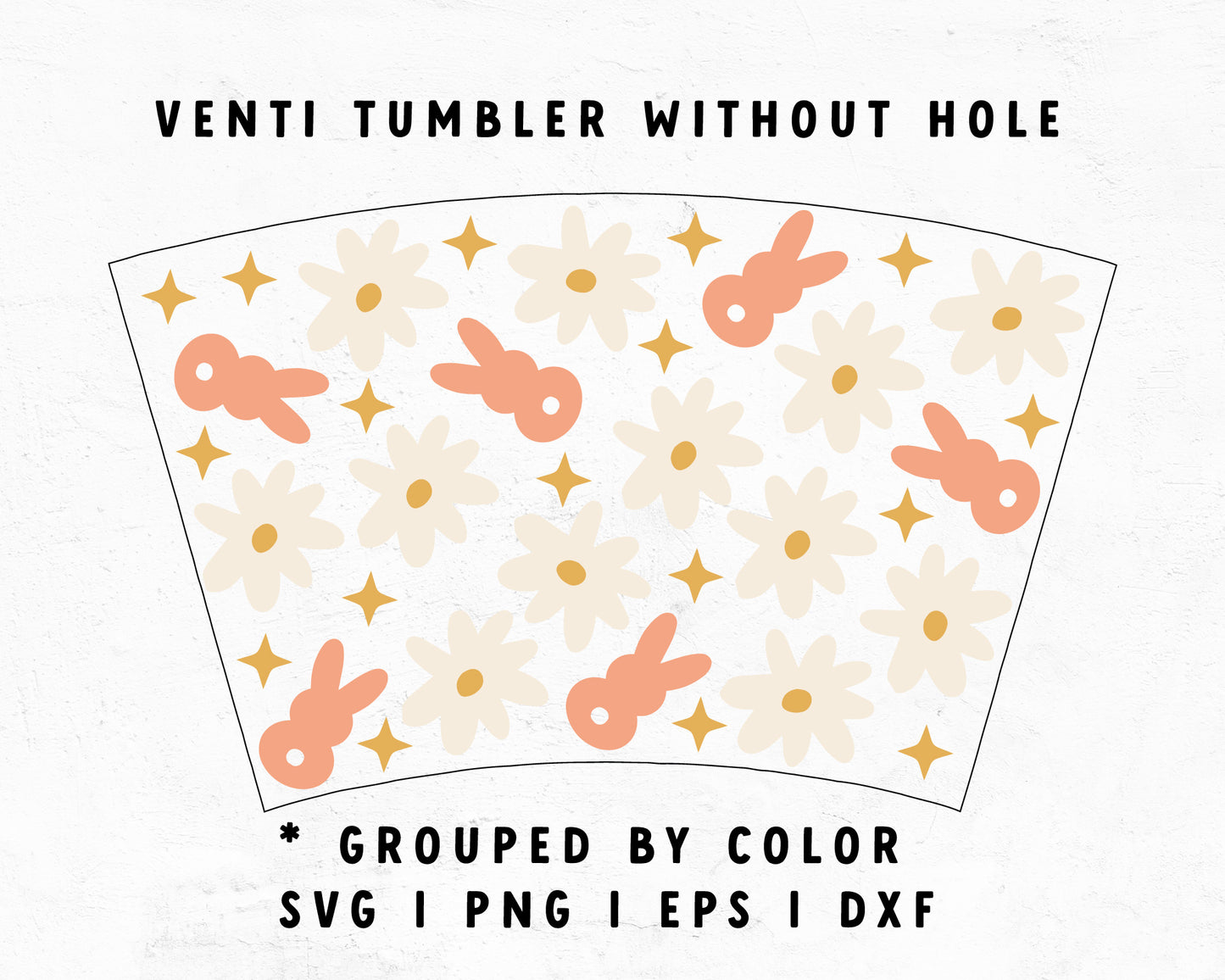 Venti Cup No Hole Flower & Easter Bunny Cup Wrap
