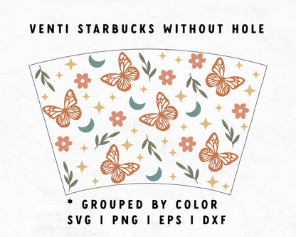 Venti Cup No Hole Boho Butterfly Cup Wrap