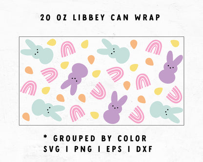 20oz Libbey Can Rainbow & Easter Bunny Cup Wrap