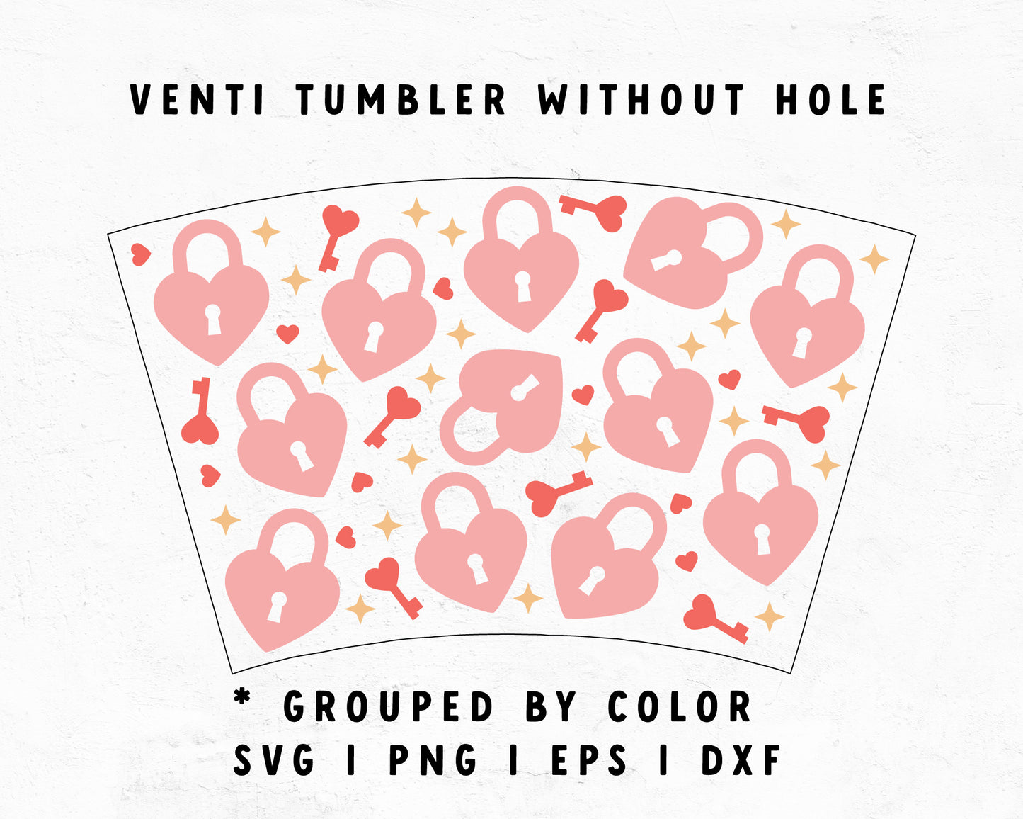Venti Cup No Hole Heart Lock Cup Wrap