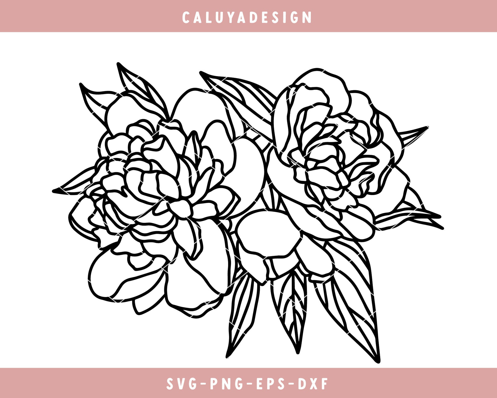 Peony Bouquet 02 SVG Cut File for Cricut, Cameo Silhouette | Floral Line Art SVG