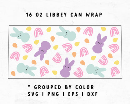 16oz Libbey Can Rainbow & Easter Bunny Cup Wrap