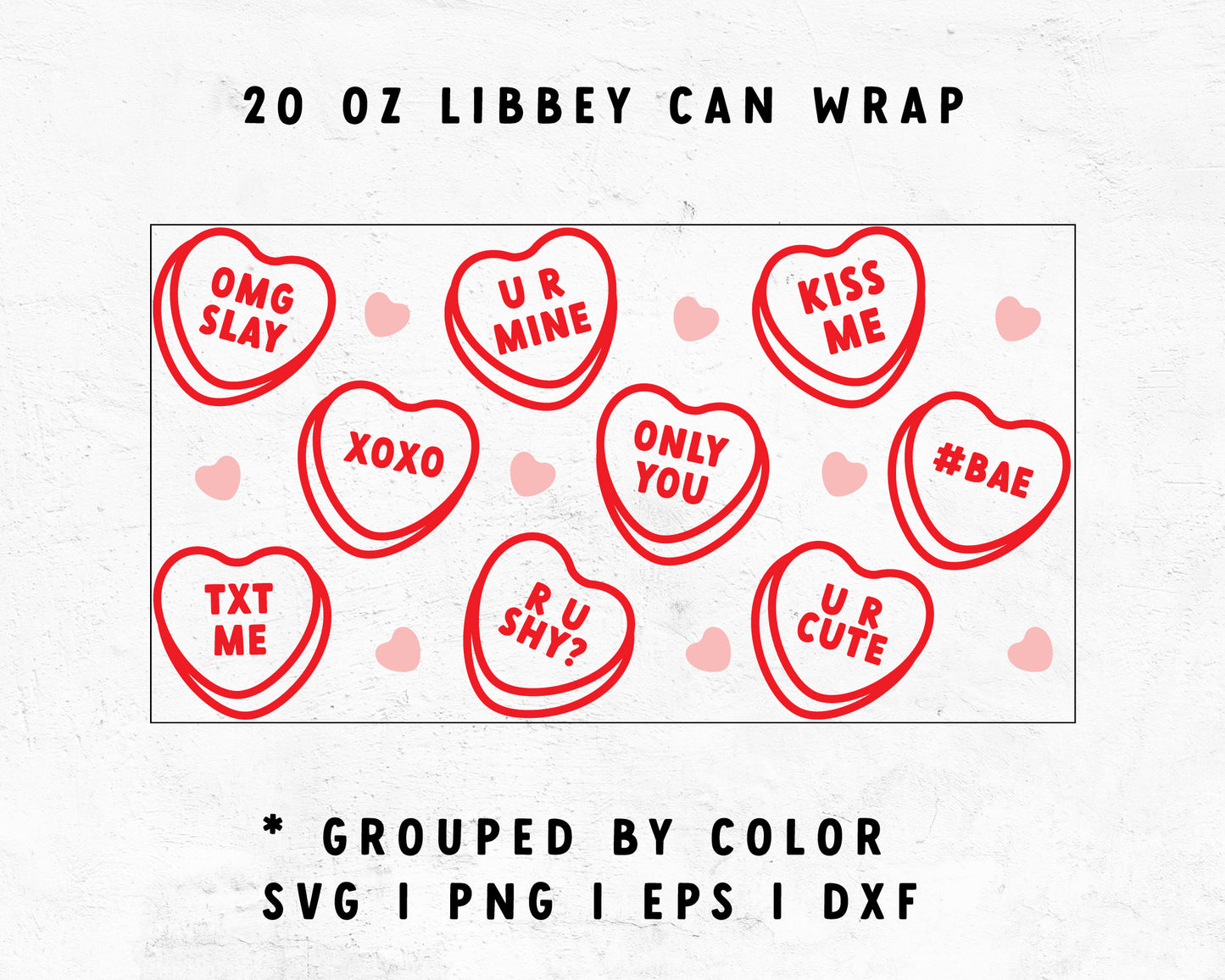 20oz Libbey Can Heart Candy Outline SVG