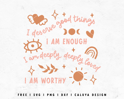 FREE Affirmation SVG | Boho Clipart Set SVG Cut File for Cricut, Cameo Silhouette | Free SVG Cut File