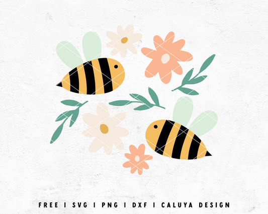 FREE Bee SVG | Spring Flower SVG Cut File for Cricut, Cameo Silhouette | Free SVG Cut File