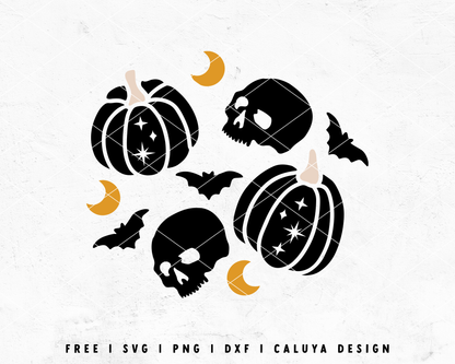 FREE Black Pumpkin SVG | Halloween Set SVG | Skull SVG