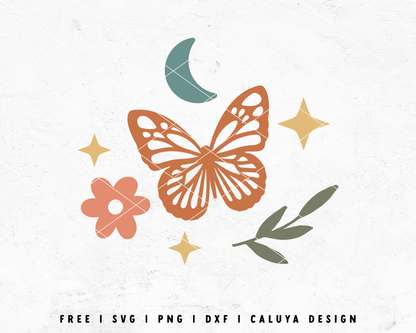 FREE Butterfly Boho SVG | Bohemian Set SVG Cut File for Cricut, Cameo Silhouette | Free SVG Cut File
