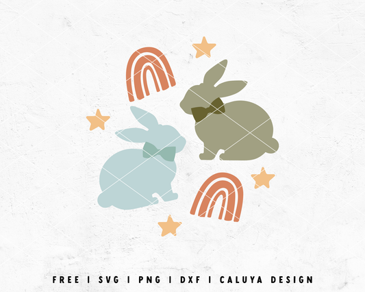 FREE Easter SVG | Bowtie Bunny SVG | Rainbow SVG Cut File for Cricut, Cameo Silhouette | Free SVG Cut File