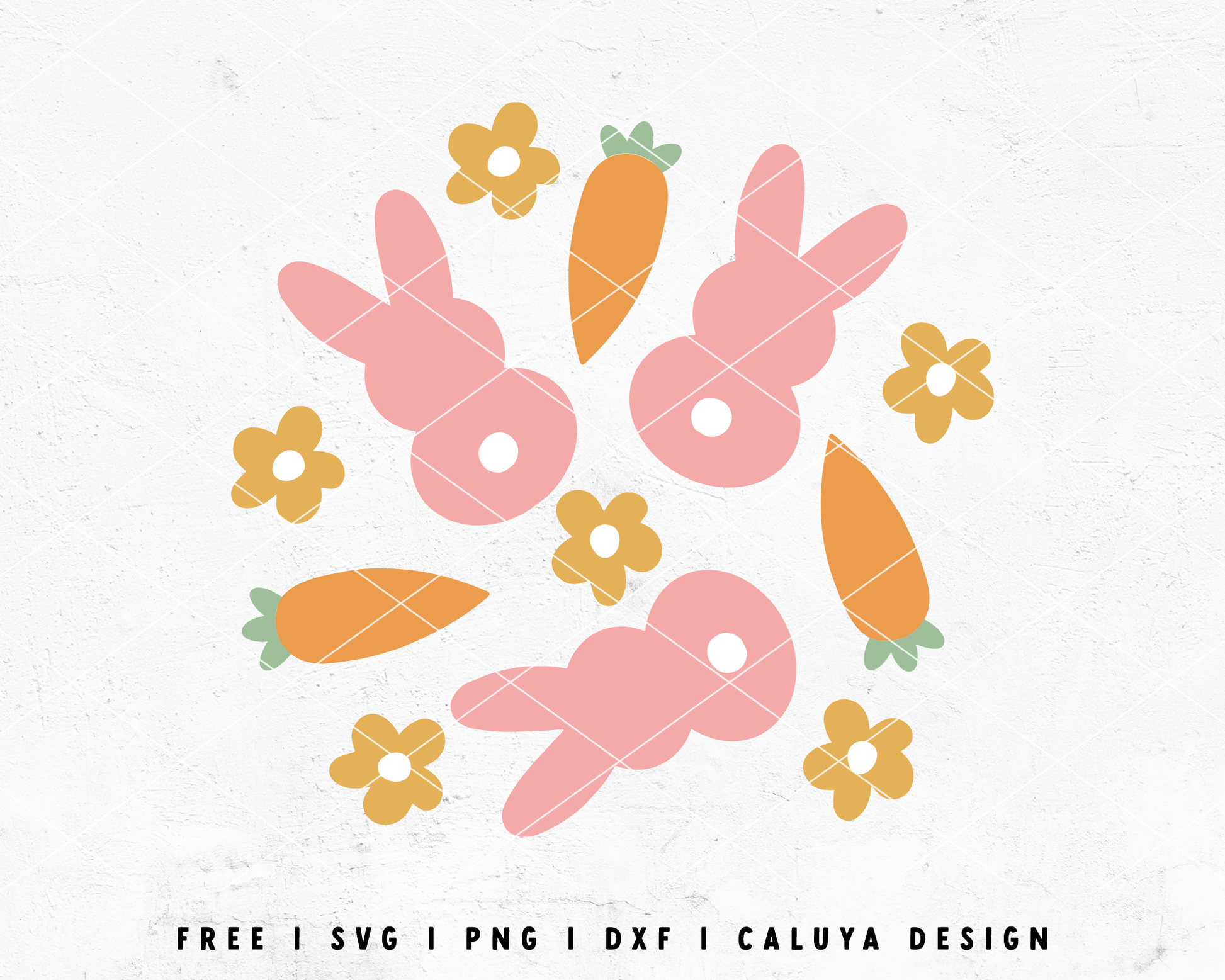 FREE Easter Bunny SVG | Bunny Flower SVG | Carrot SVG Cut File for Cricut, Cameo Silhouette | Free SVG Cut File