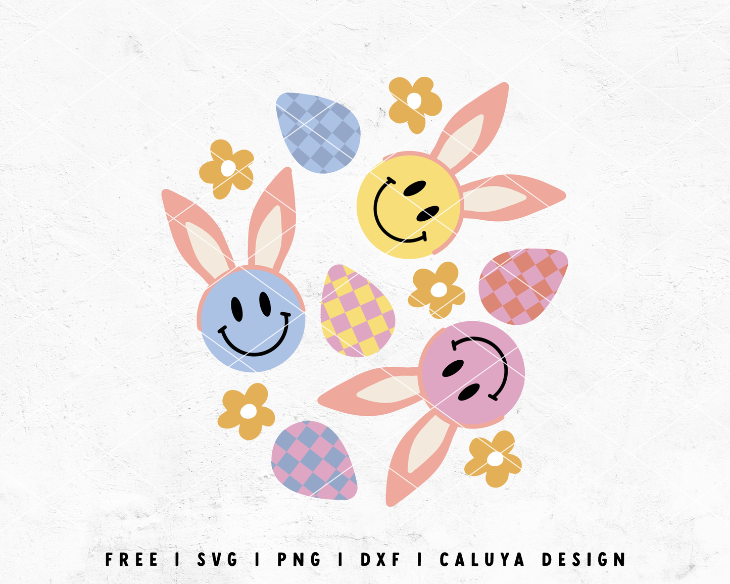 FREE Bunny Smiley Face SVG | Easter Egg SVG Cut File for Cricut, Cameo Silhouette | Free SVG Cut File