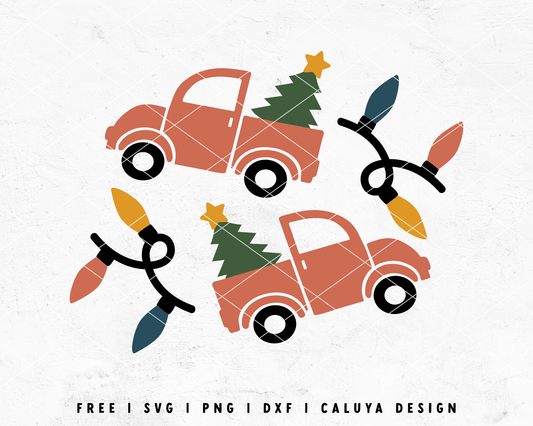 FREE Christmas Vintage Truck SVG | Christmas Lights SVG