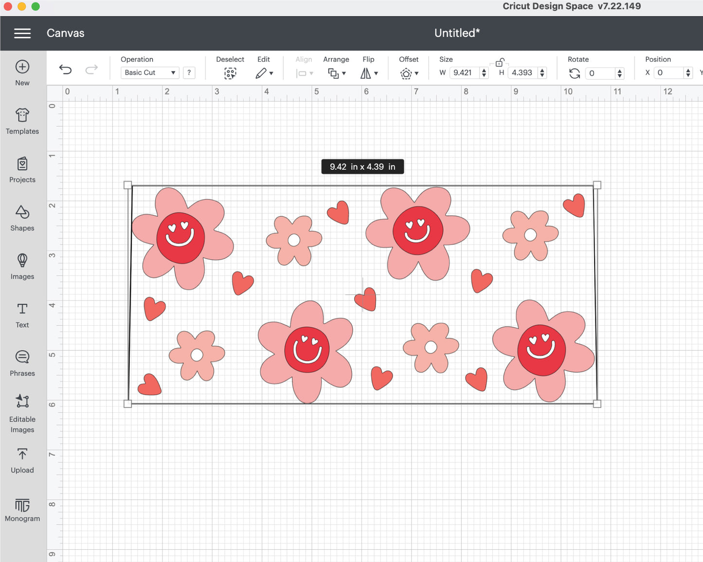 20oz Valentine Retro Flower Libbey Can Wrap SVG