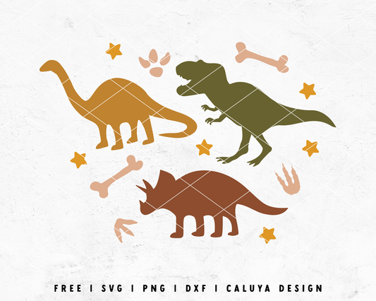 FREE  Dinosaur SVG | T-Rex SVG | Triceratops SVG Cut File for Cricut, Cameo Silhouette | Free SVG Cut File