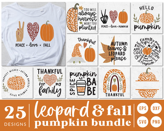 Leopard Fall Pumpkin SVG Bundle