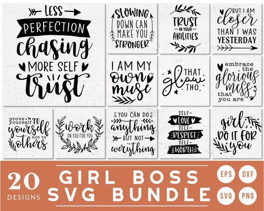 Girl Boss Quote SVG Bundle | 20 Pack