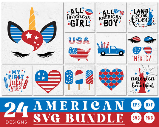 American Theme SVG Bundle | 24 Pack